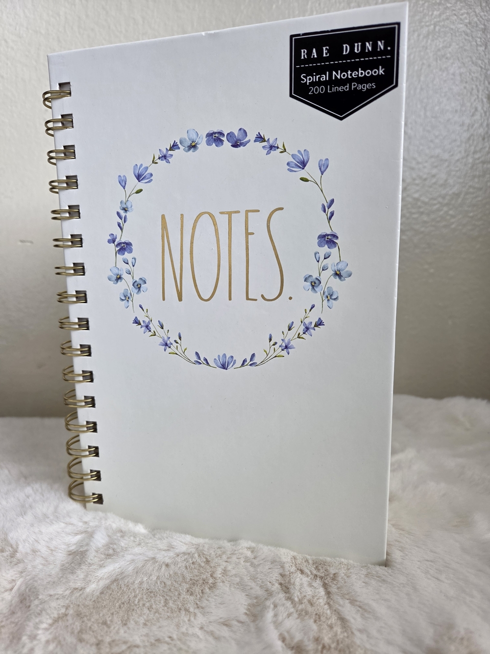 Rae Dunn White & Purple Floral 'Notes' Spiral Notebook 6 By 8.5 Inches